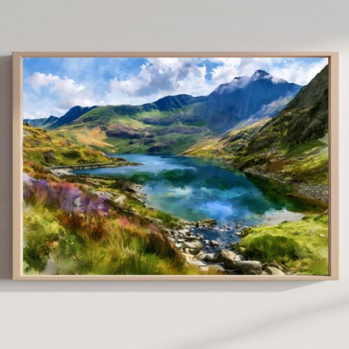 Eryri Snowdonia National Park Wales Watercolor Print: UK Travel Art Poster