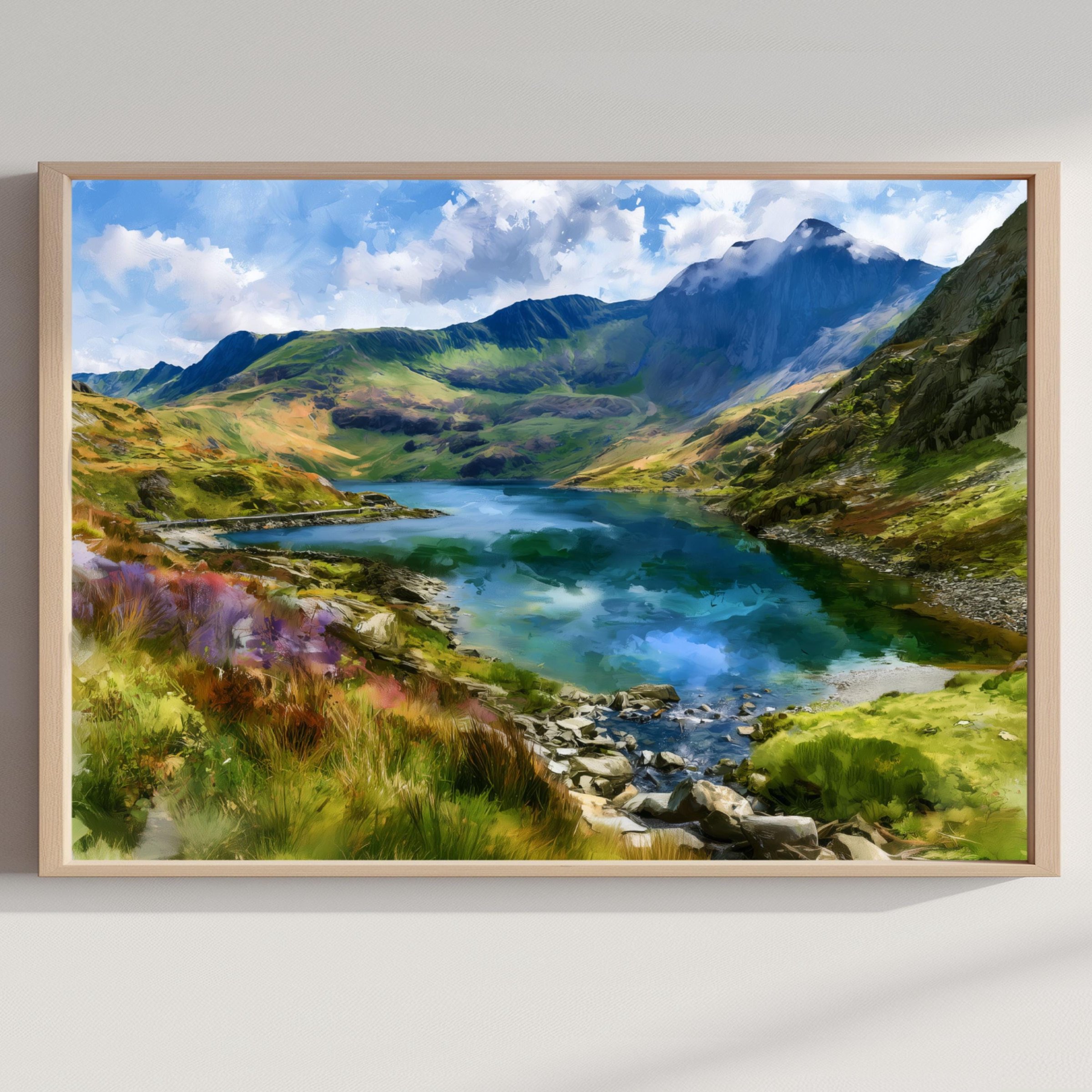Eryri Snowdonia National Park Wales Watercolor Print: UK Travel Art Poster