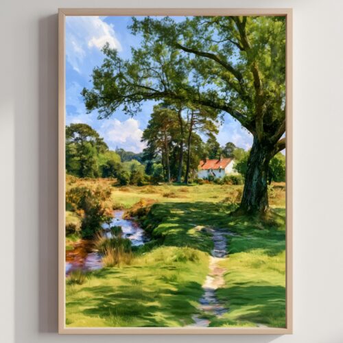 New Forest National Park England Watercolor Print: UK Travel Art Poster