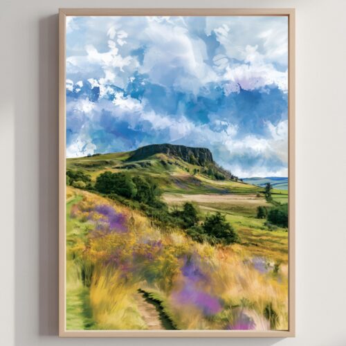 Northumberland National Park England Watercolor Print: UK Travel Art Poster