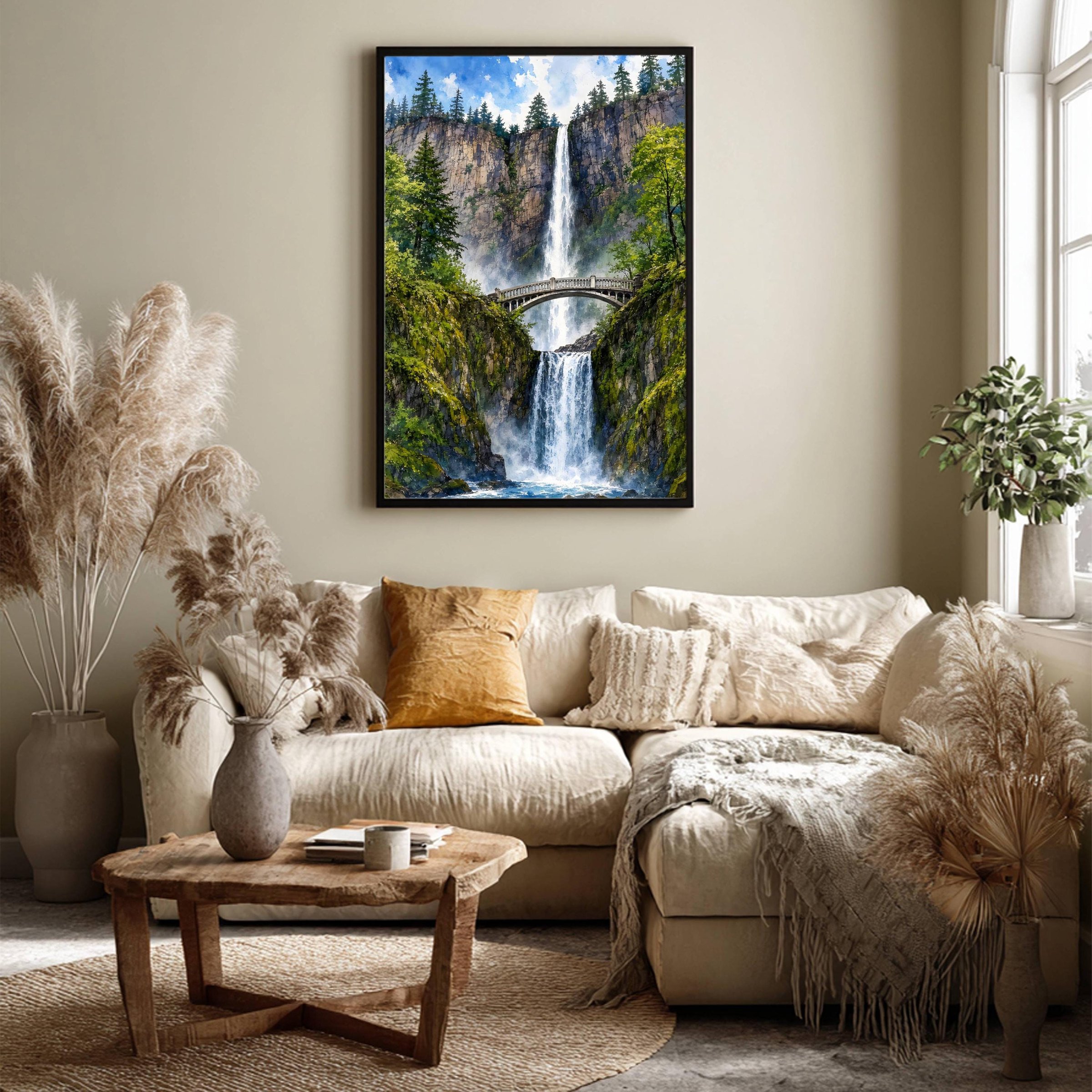 Multnomah Falls Oregon Watercolor Print: Benson Bridge USA Travel Art Poster - Image 7