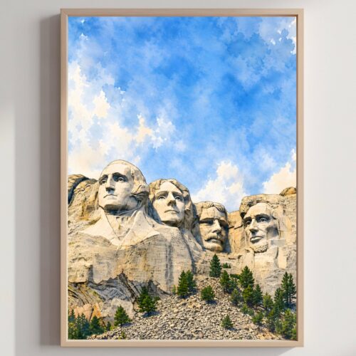 Mount Rushmore South Dakota Watercolor Print: Black Hills USA Travel Art Poster