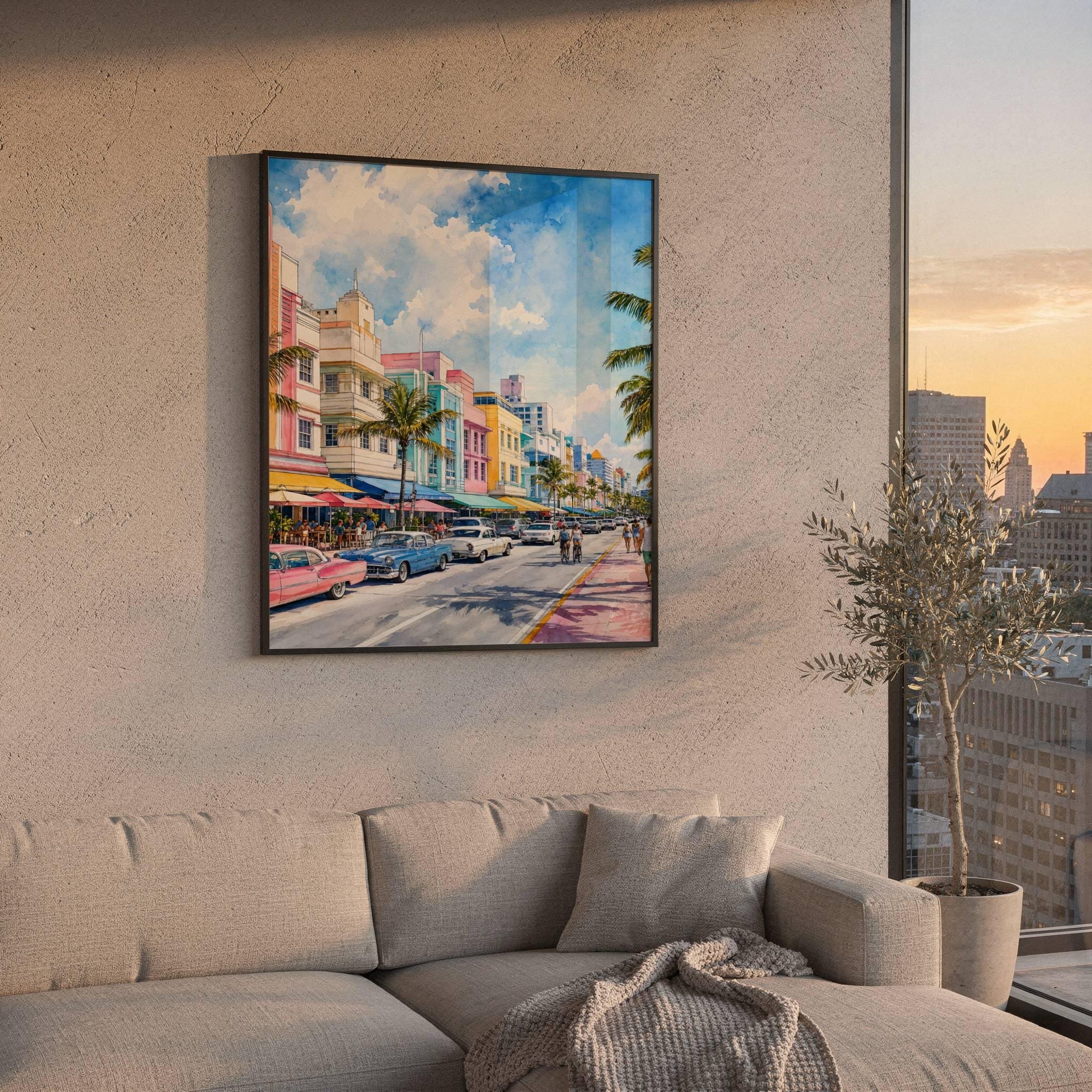 Miami South Beach Florida Watercolor Print: USA Travel Art Poster - Image 2