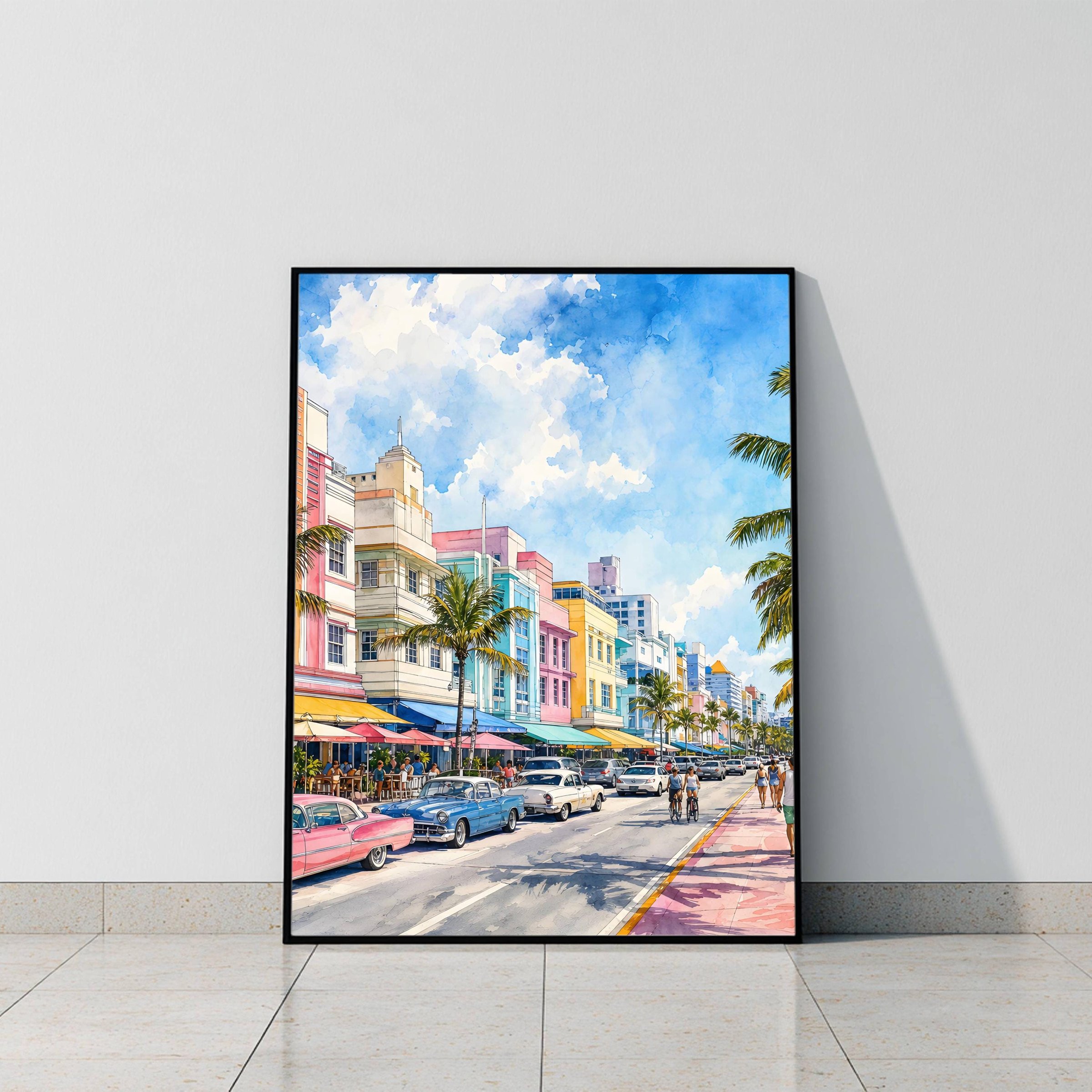 Miami South Beach Florida Watercolor Print: USA Travel Art Poster - Image 6