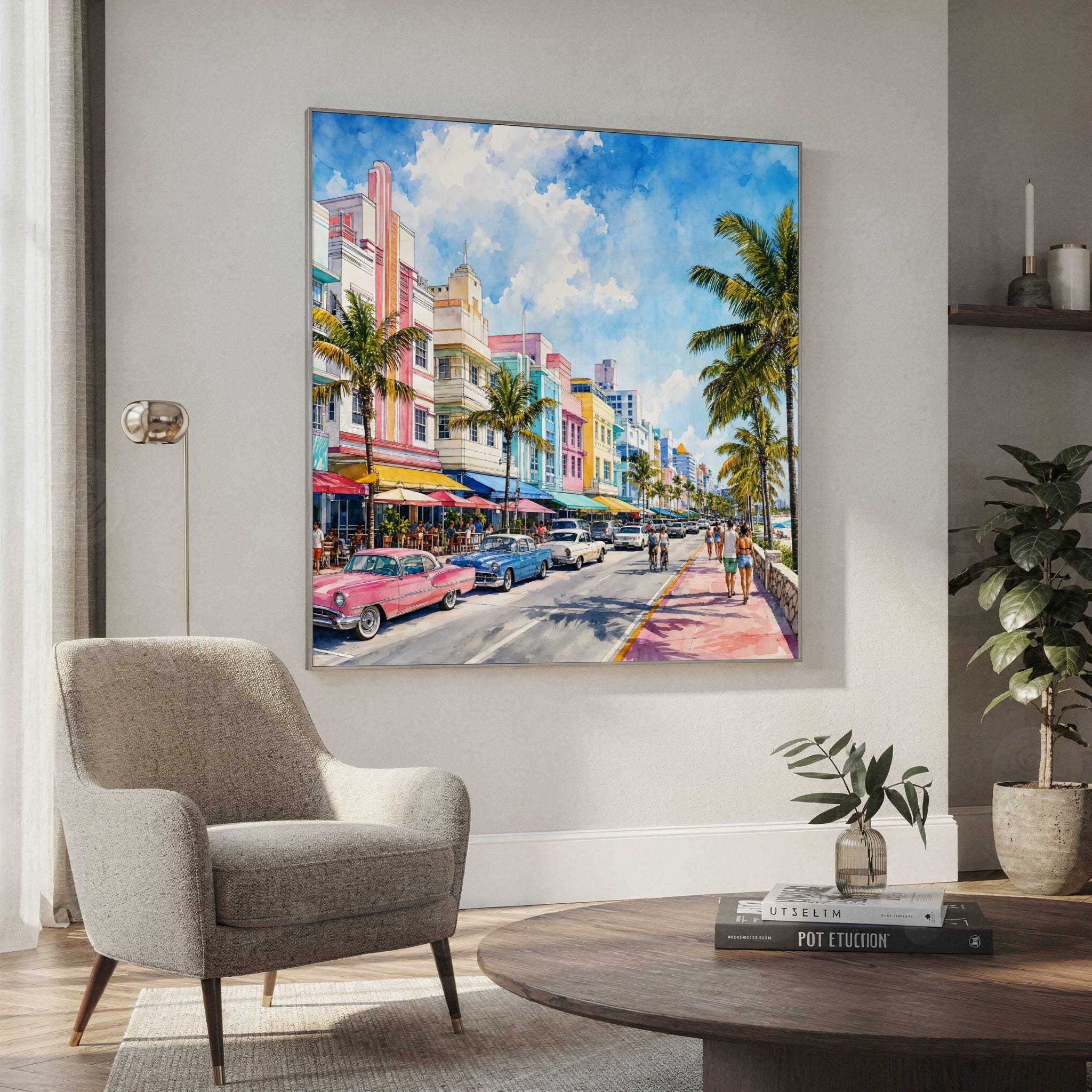 Miami South Beach Florida Watercolor Print: USA Travel Art Poster - Image 2