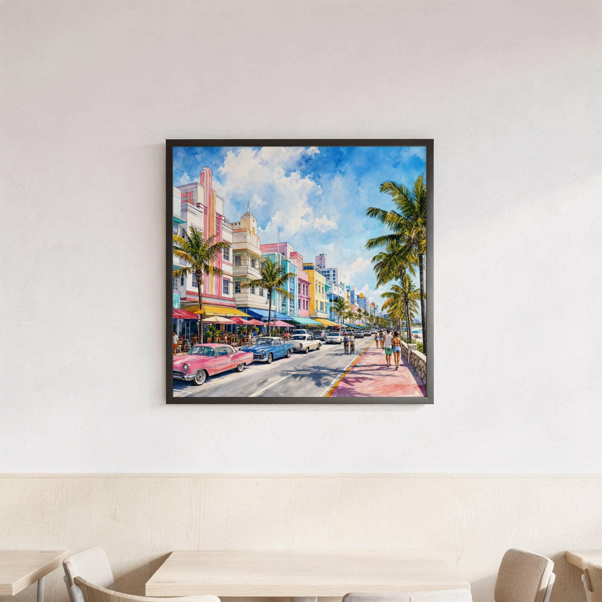 Miami South Beach Florida Watercolor Print: USA Travel Art Poster - Image 3