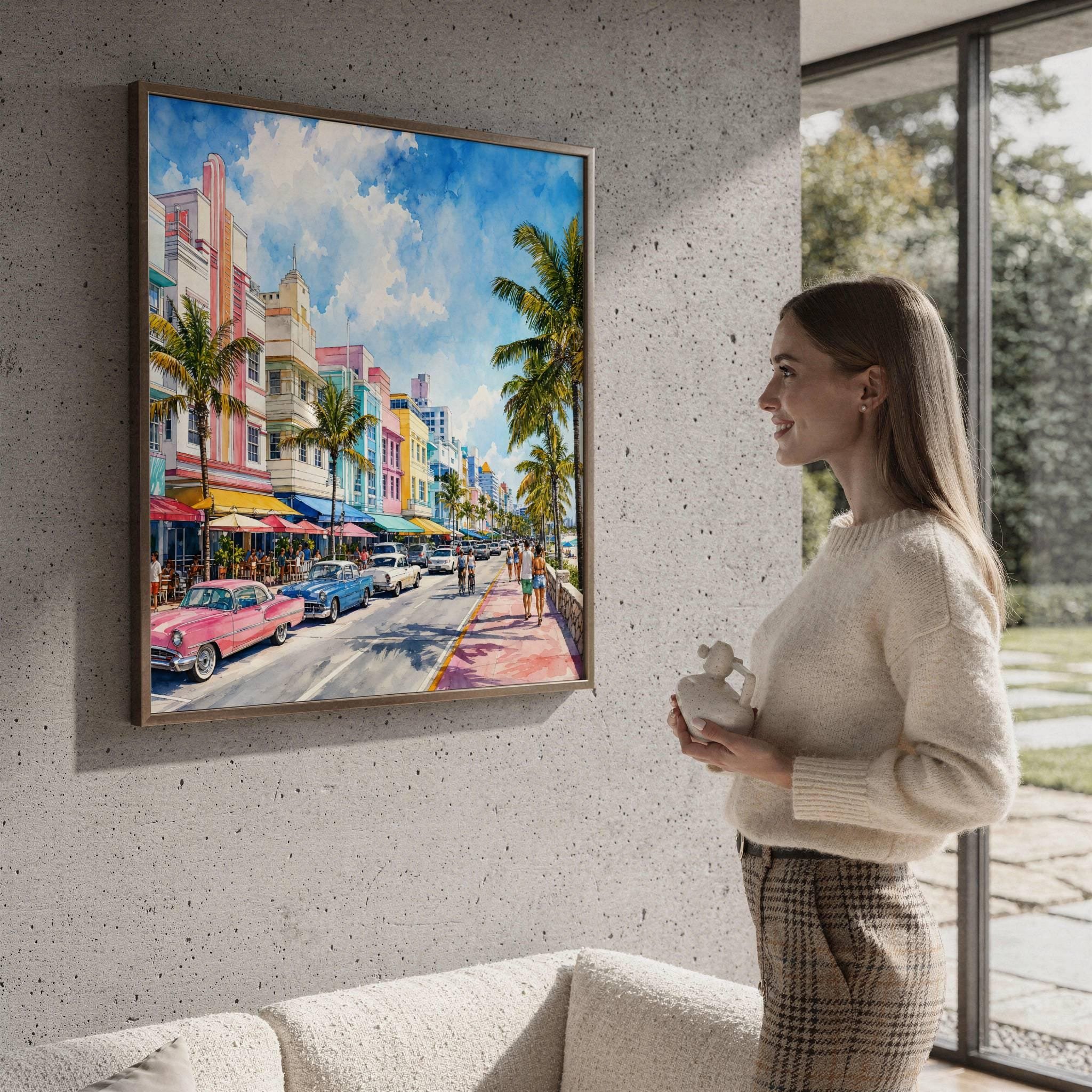 Miami South Beach Florida Watercolor Print: USA Travel Art Poster - Image 4