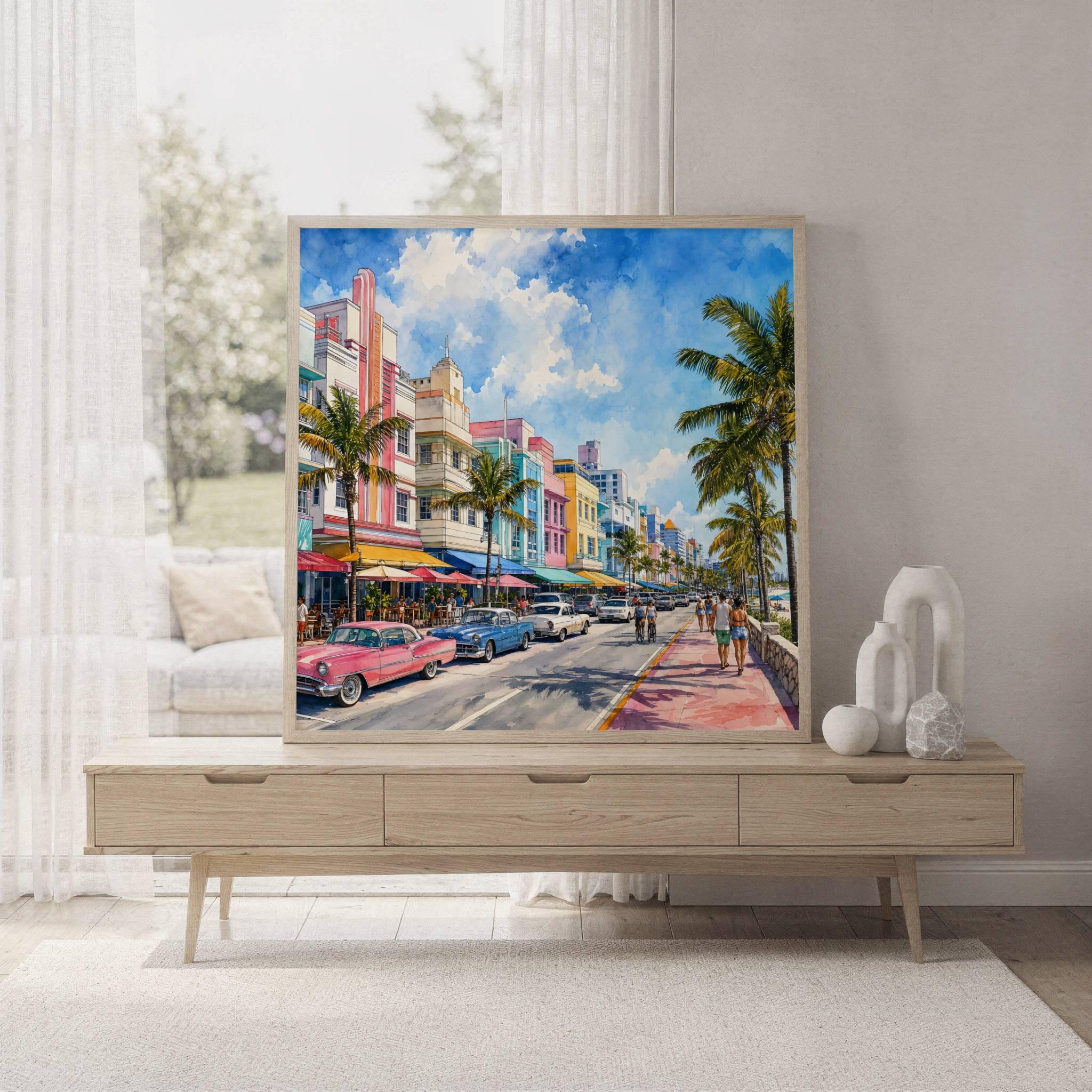 Miami South Beach Florida Watercolor Print: USA Travel Art Poster - Image 7