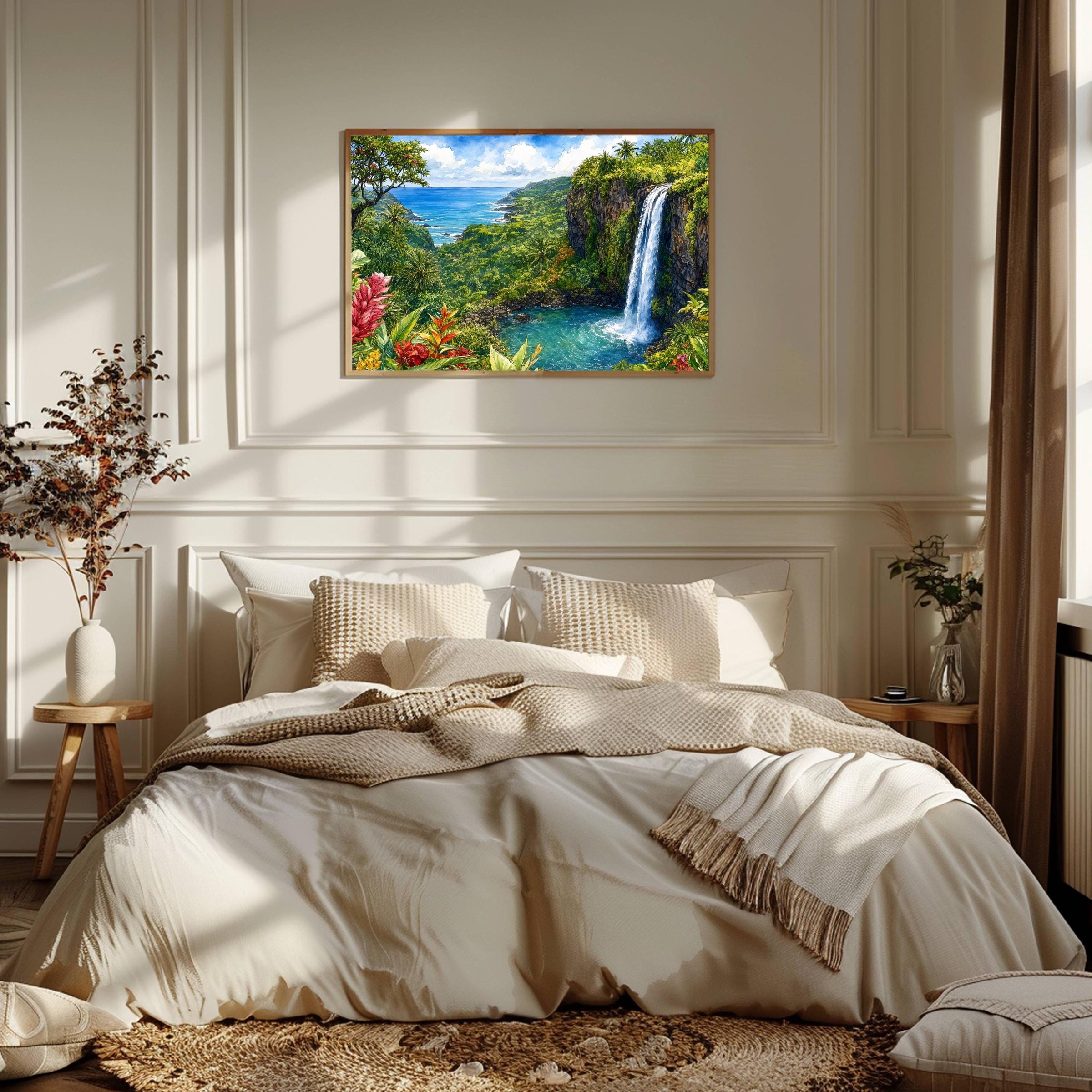 Road to Hana Waterfall Maui Hawaii Watercolor Print: USA Travel Art Poster - Image 10
