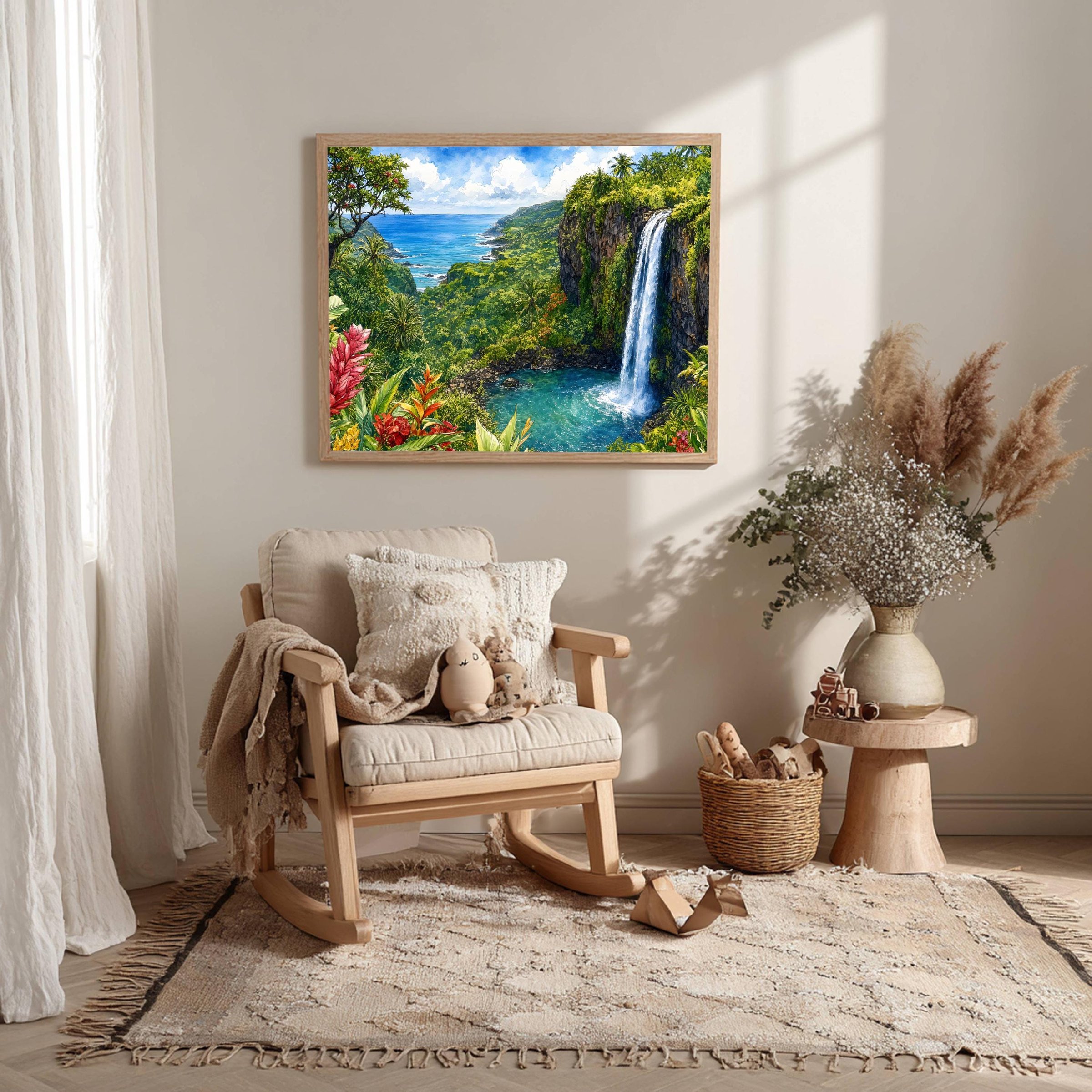 Road to Hana Waterfall Maui Hawaii Watercolor Print: USA Travel Art Poster - Image 8