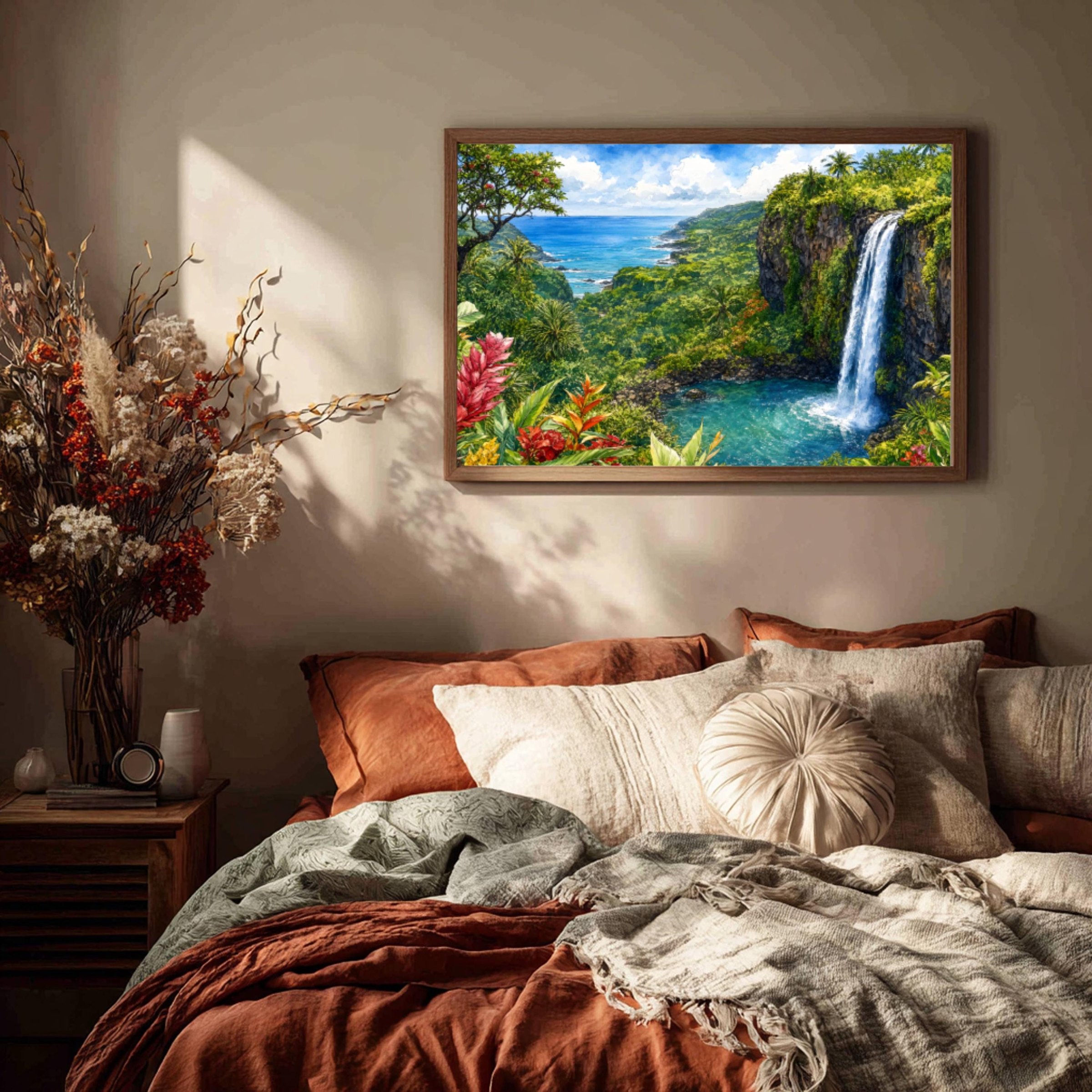 Road to Hana Waterfall Maui Hawaii Watercolor Print: USA Travel Art Poster - Image 9