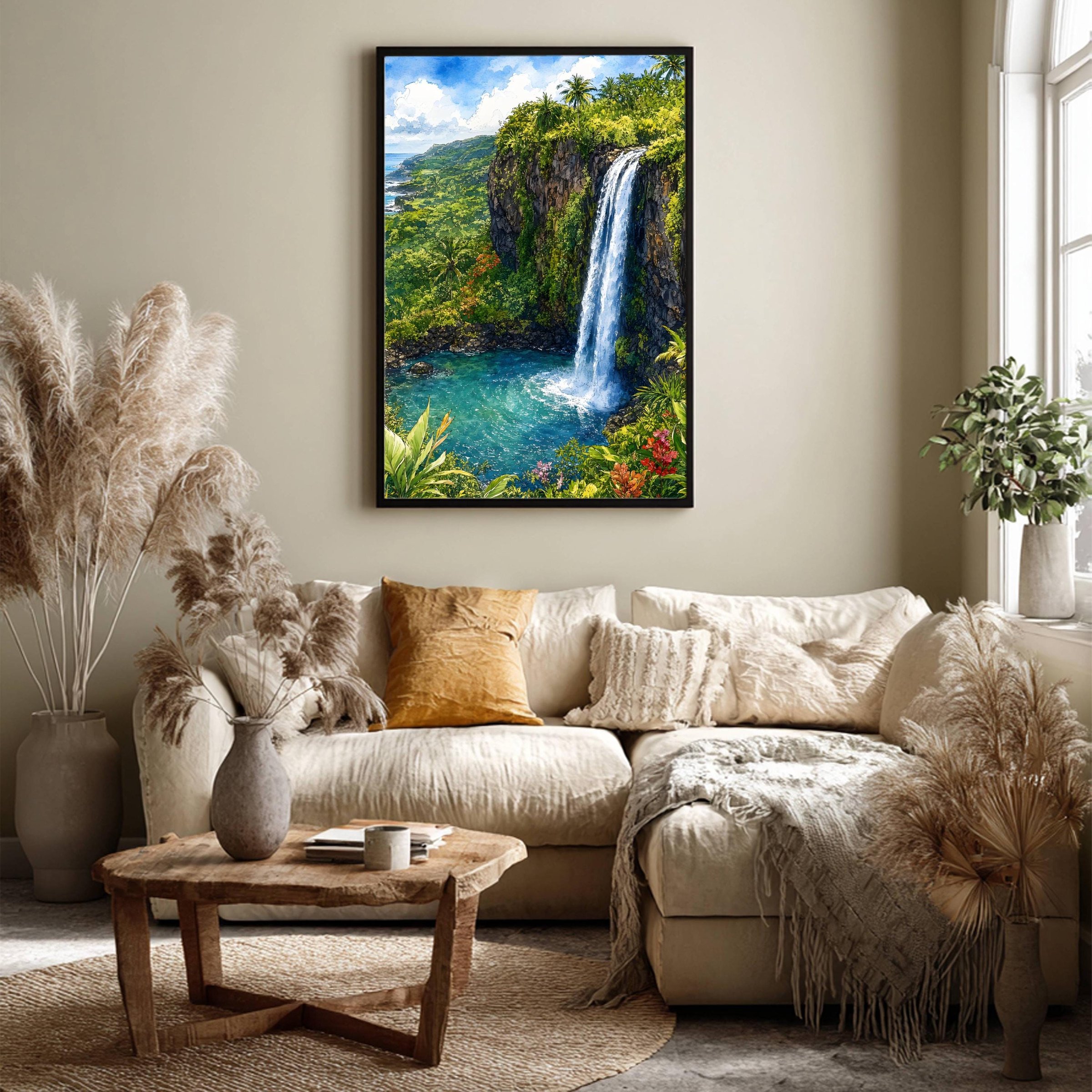 Road to Hana Waterfall Maui Hawaii Watercolor Print: USA Travel Art Poster - Image 7