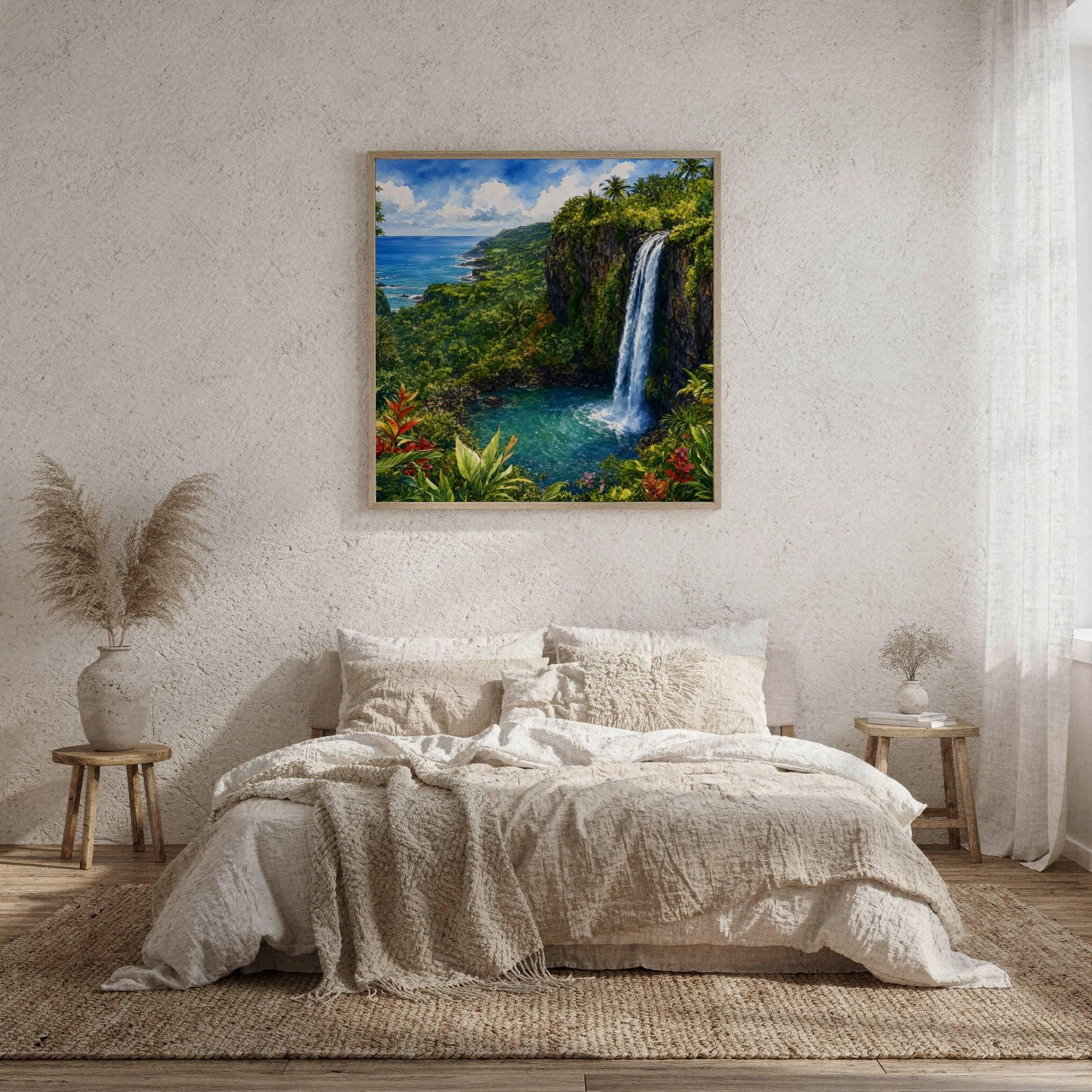 Maui Road to Hana Waterfall Hawaii Watercolor Print: USA Travel Art Poster - Image 9