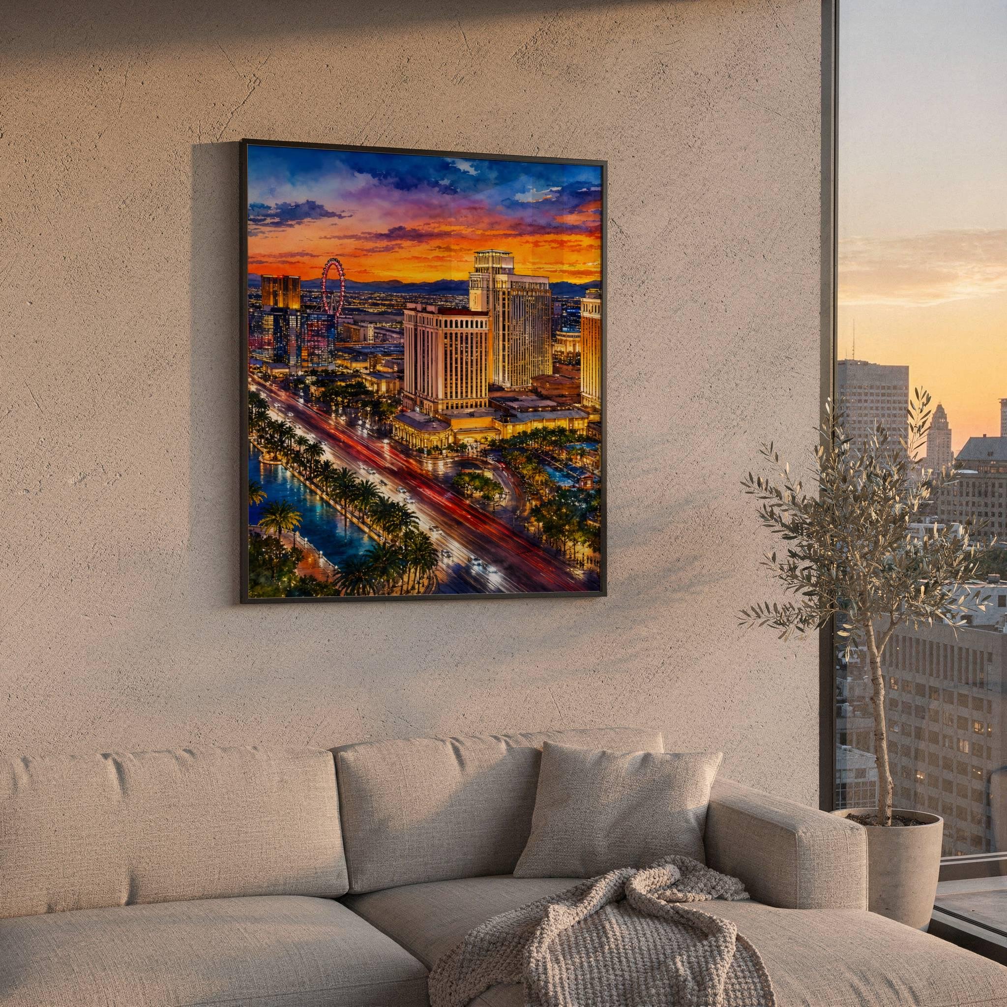Las Vegas Strip Nevada Watercolor Print: USA Travel Art Poster - Image 2