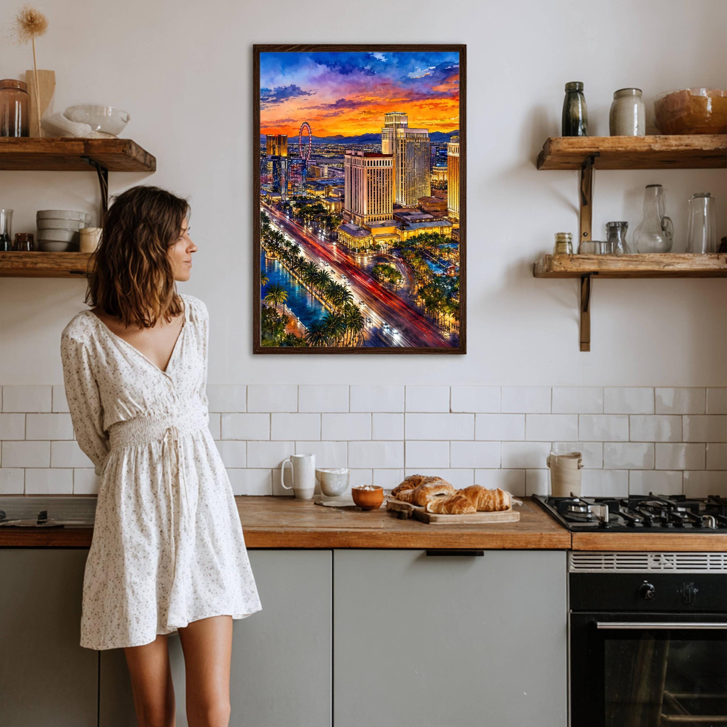 Las Vegas Strip Nevada Watercolor Print: USA Travel Art Poster - Image 5