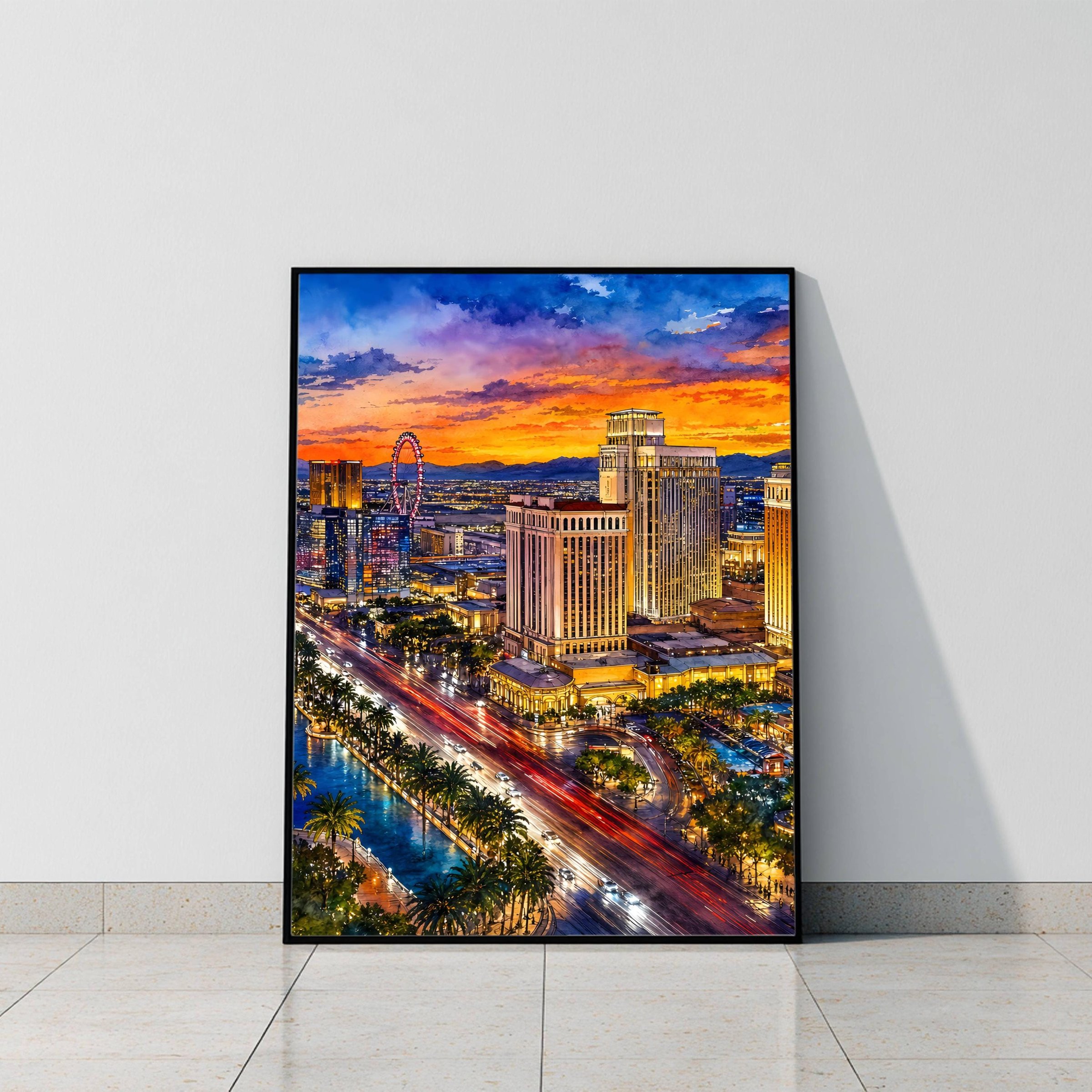 Las Vegas Strip Nevada Watercolor Print: USA Travel Art Poster - Image 6