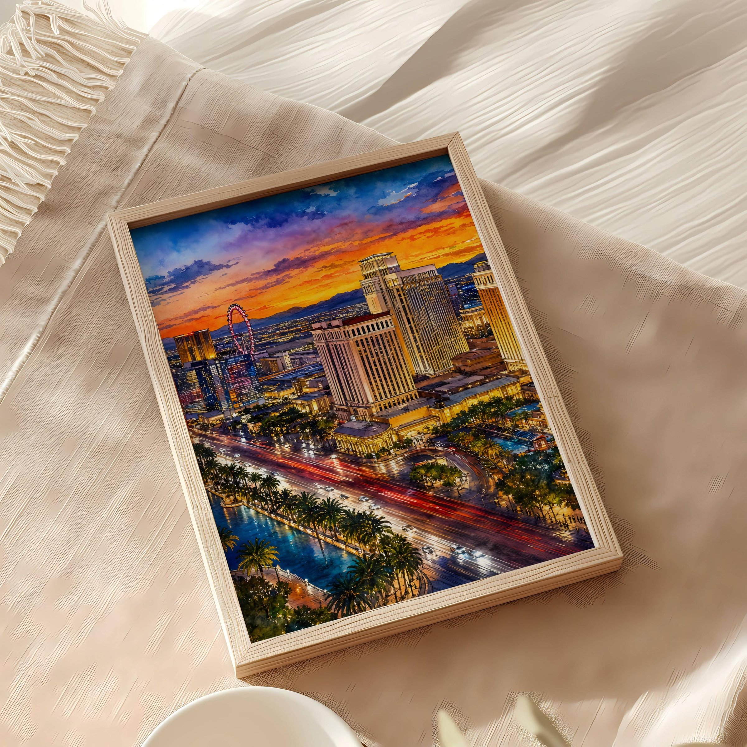 Las Vegas Strip Nevada Watercolor Print: USA Travel Art Poster - Image 8
