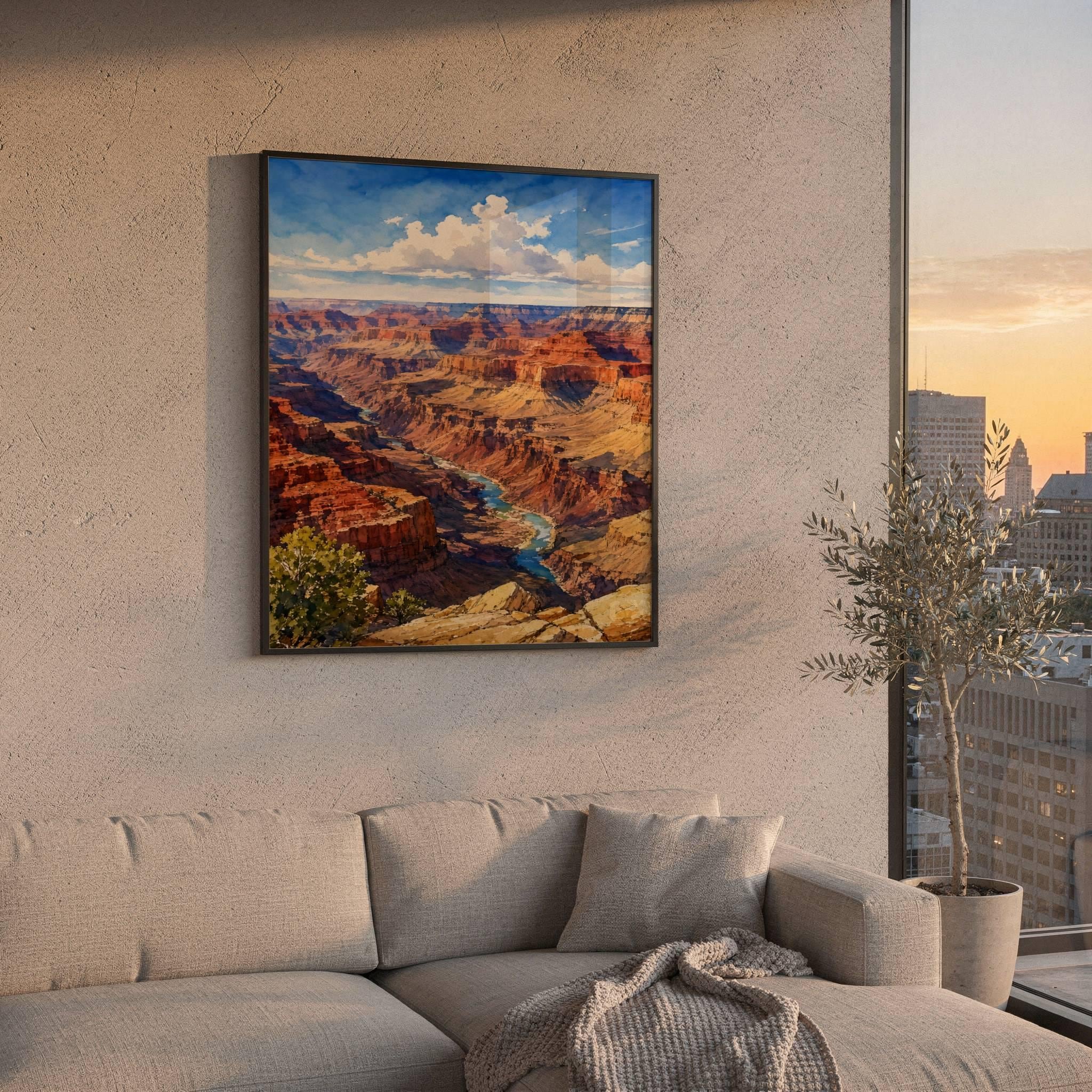 Grand Canyon Colorado River Arizona Watercolor Print: USA Travel Art Poster - Image 2