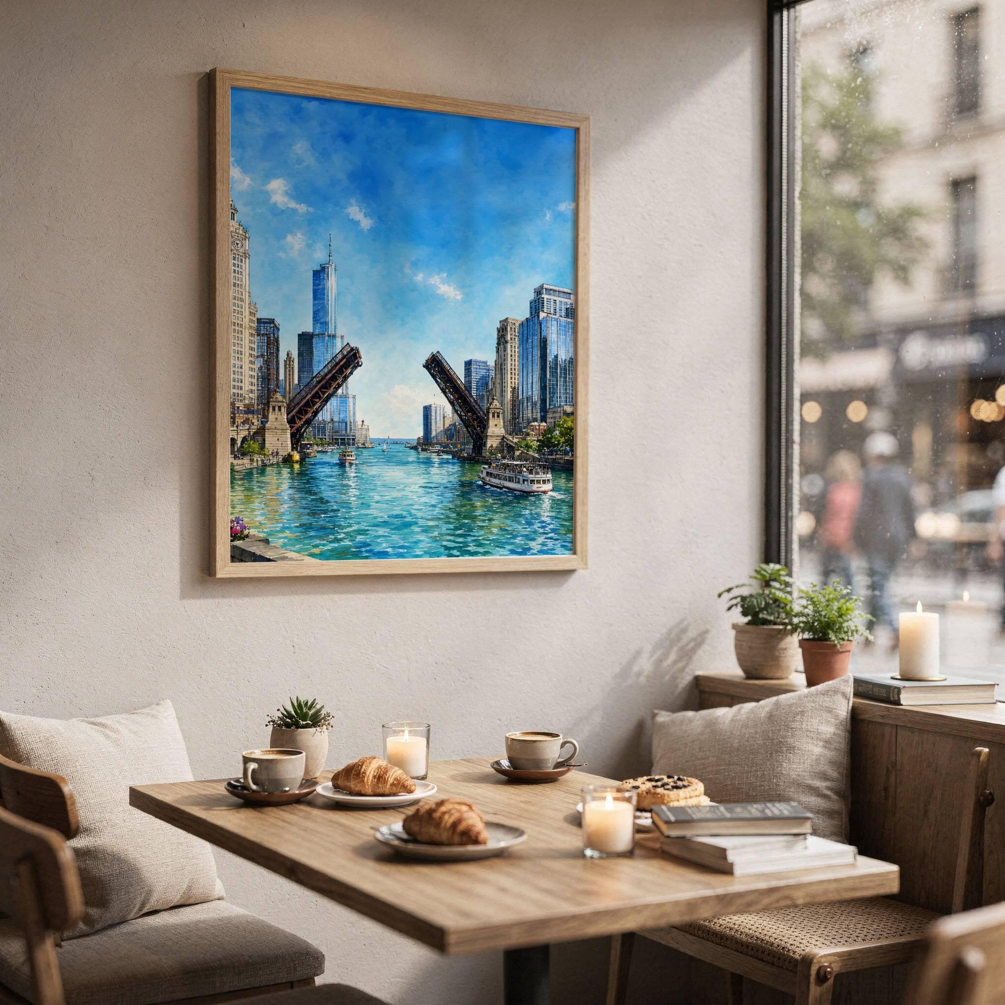 Chicago Illinois Watercolor Print: River Drawbridge USA Travel Art Poster - Image 3