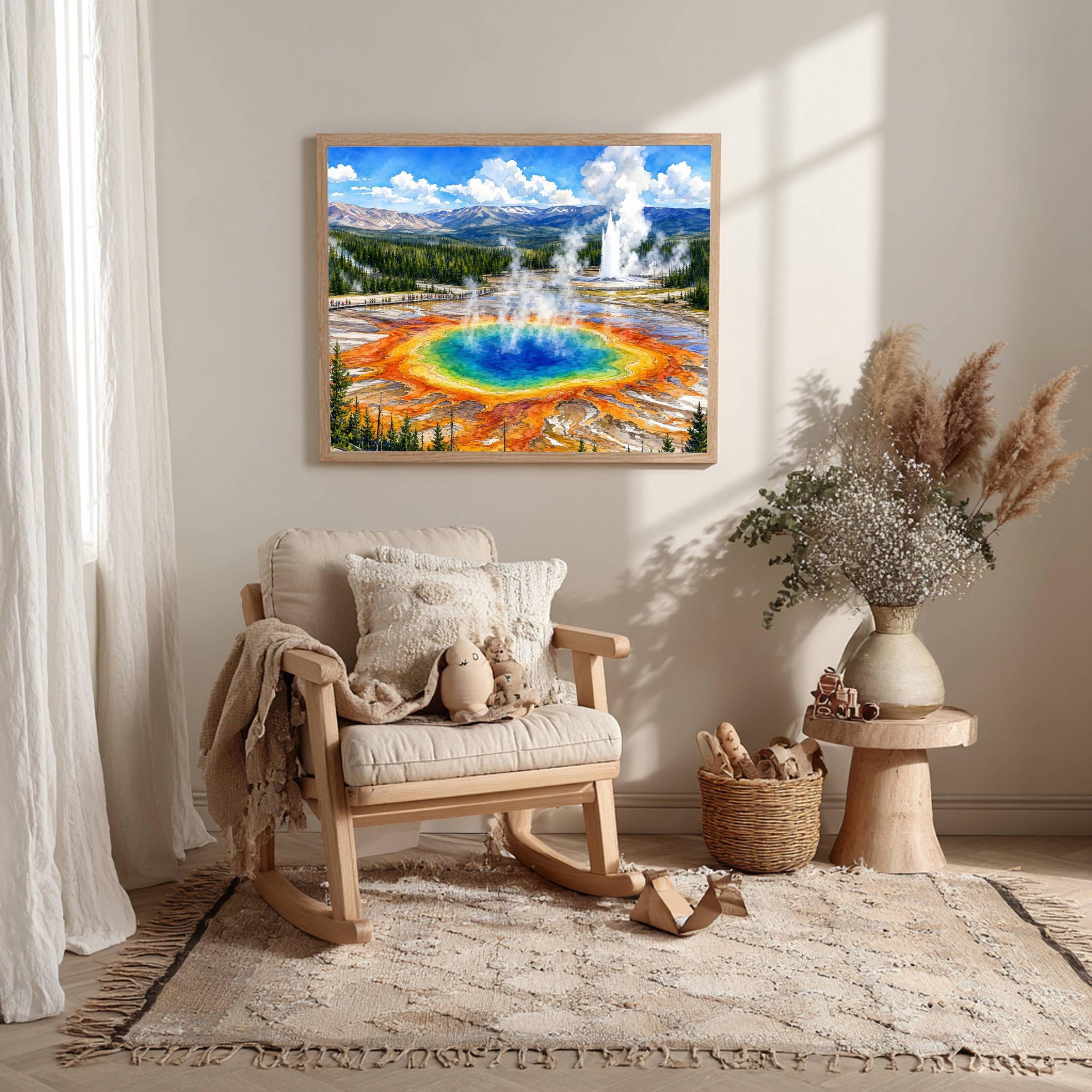 Yellowstone Grand Prismatic Wyoming Watercolor Print: National Park Travel Art Poster - Image 10