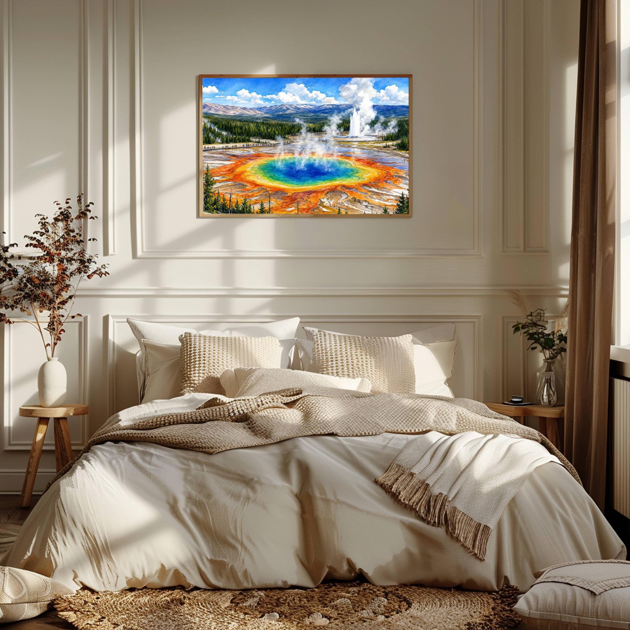 Yellowstone Grand Prismatic Wyoming Watercolor Print: National Park Travel Art Poster - Image 2