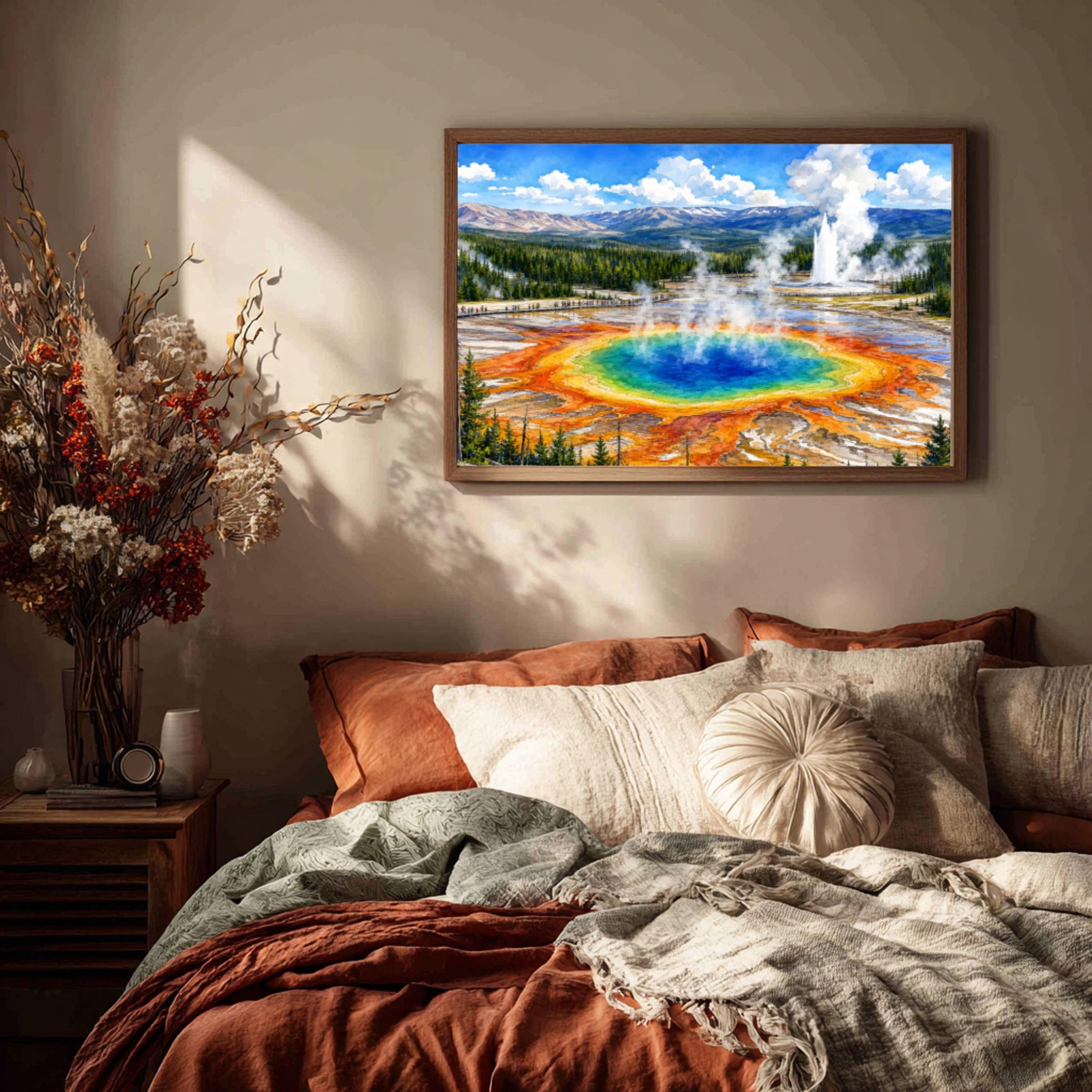 Yellowstone Grand Prismatic Wyoming Watercolor Print: National Park Travel Art Poster - Image 3