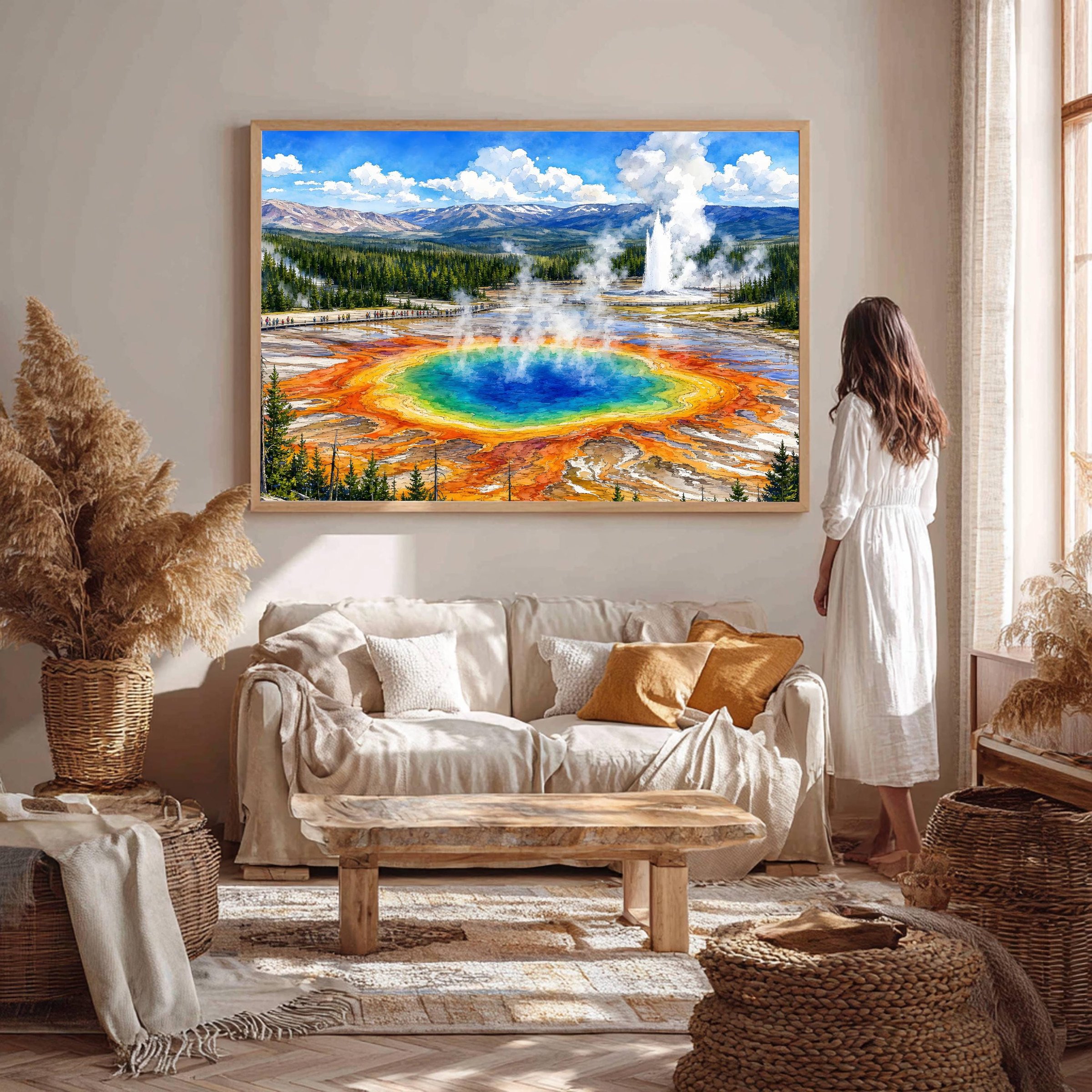 Yellowstone Grand Prismatic Wyoming Watercolor Print: National Park Travel Art Poster - Image 5