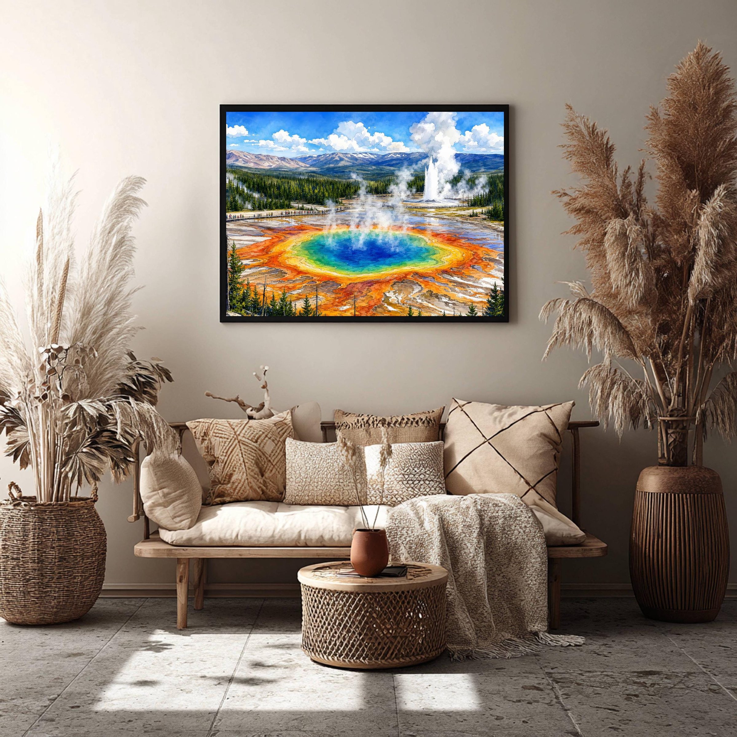 Yellowstone Grand Prismatic Wyoming Watercolor Print: National Park Travel Art Poster - Image 8