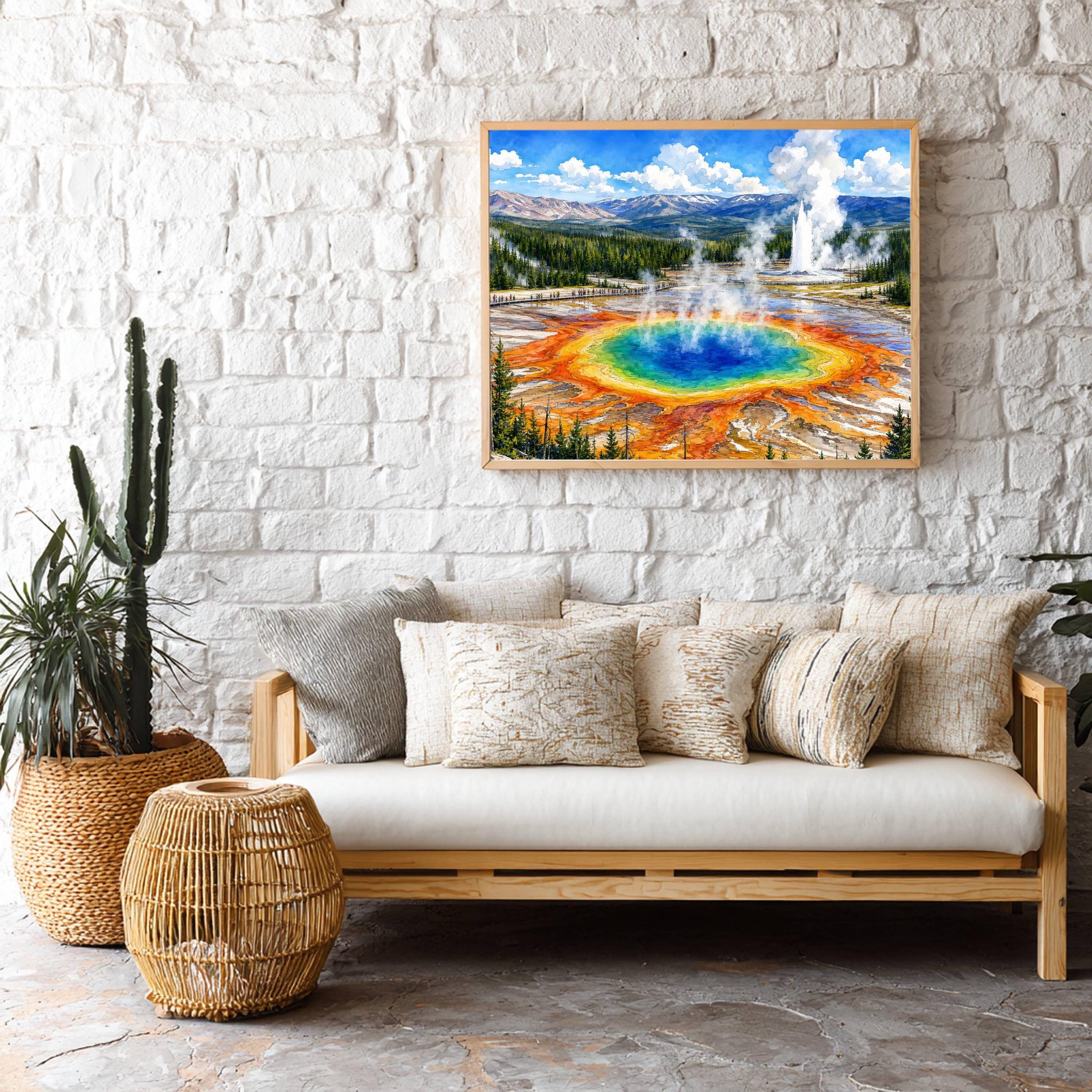 Yellowstone Grand Prismatic Wyoming Watercolor Print: National Park Travel Art Poster - Image 9