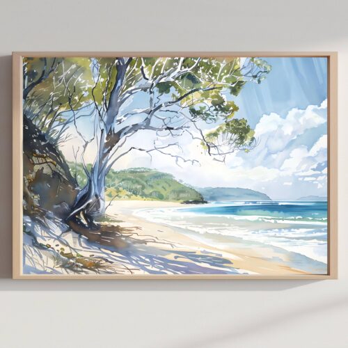 K'gari Fraser Island Australia Watercolor Print: Oceania Travel Art Poster