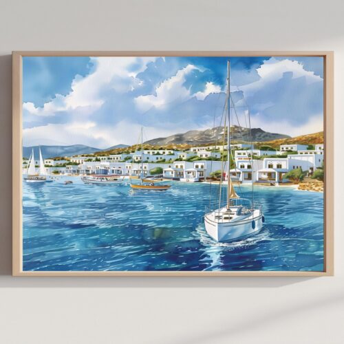 Kos Island Greece Watercolor Print: Greek Travel Art Poster