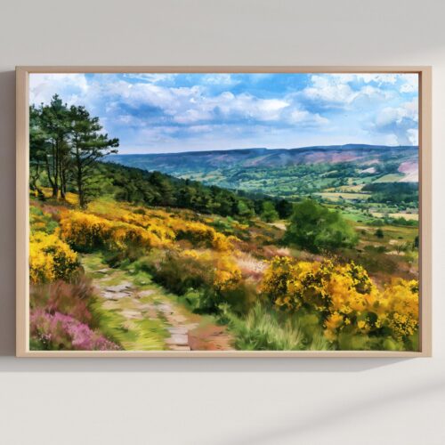North York Moors National Park England Watercolor Print: UK Travel Art Poster