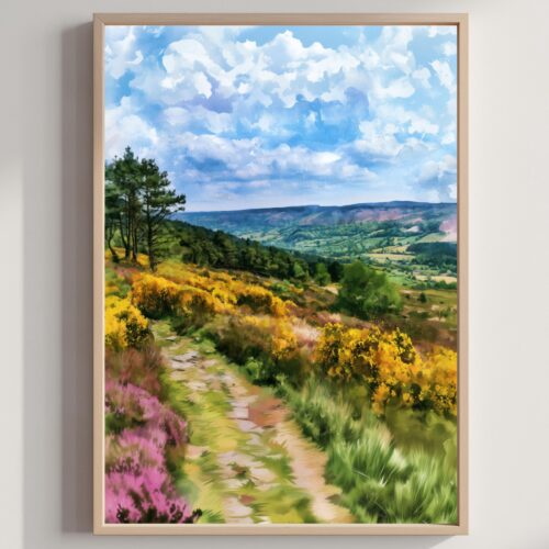 North York Moors National Park England Watercolor Print: UK Travel Art Poster