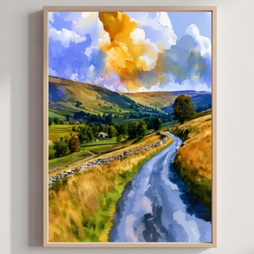 Yorkshire Dales National Park England Watercolor Print: UK Travel Art Poster